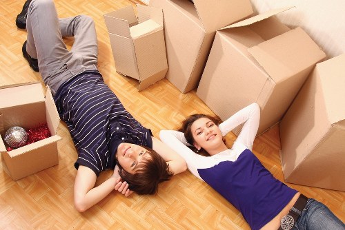 Packed boxes and furniture ready for student storage in Snaresbrook
